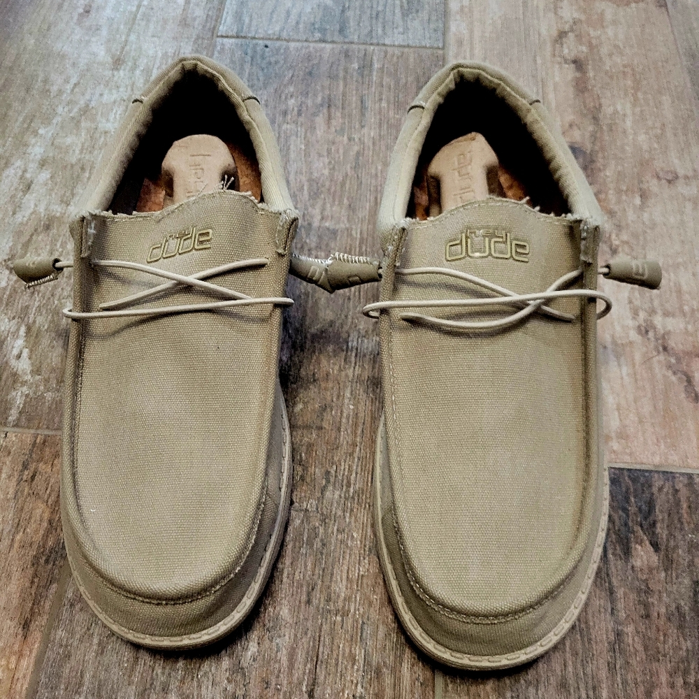 Hey Dude Wally Woven Mens Size 13 Beige Fabric Slip On Loafer Shoe